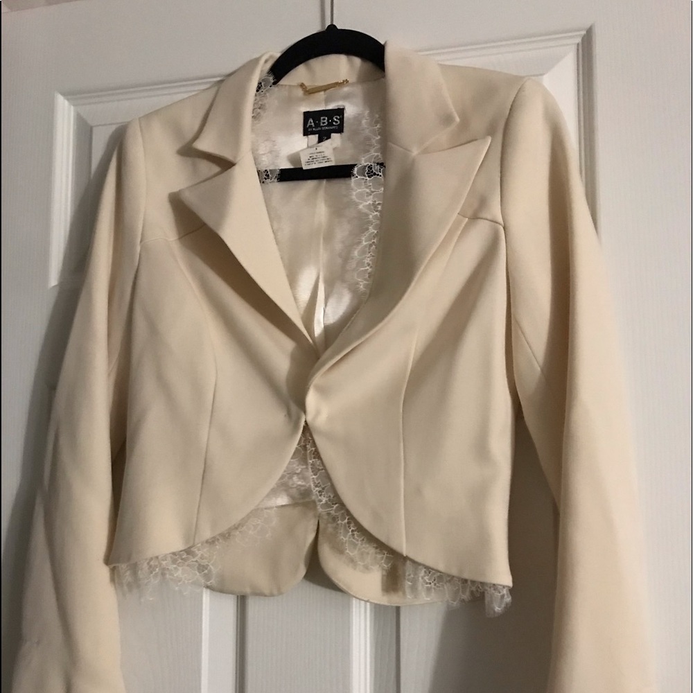 ABS Allen Shwartz cream Blazer Jacket 2